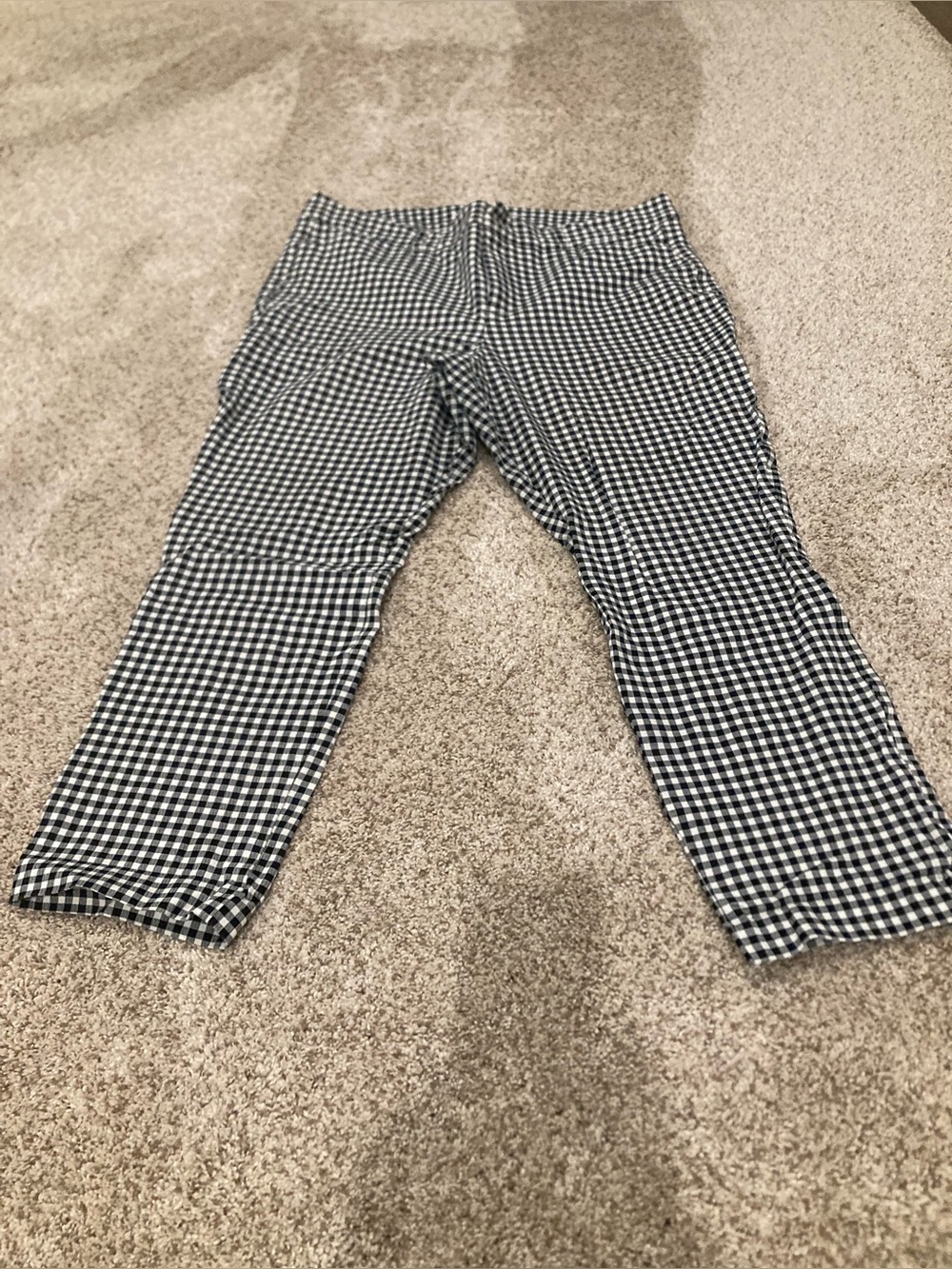 Women old navy HIGH-RISE PIXIE SKINNY secret smooth pockets black white plaid 16